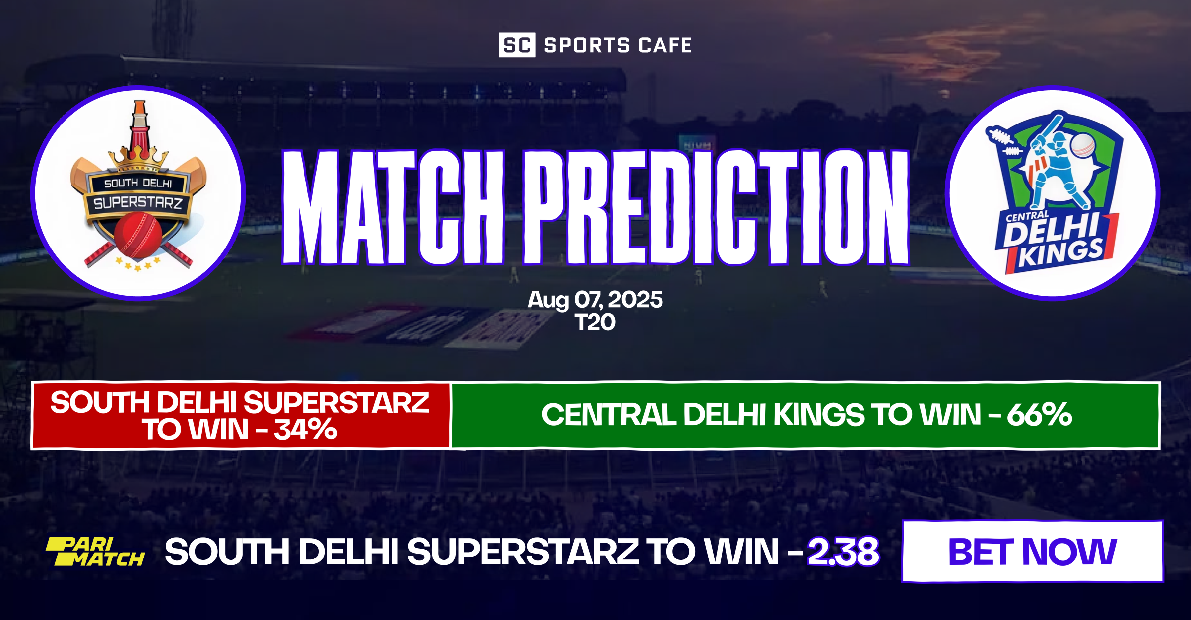 South Delhi Superstarz vs Central Delhi Kings match prediction.